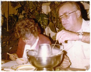 Shabu shabu dinner.  Note the look on Mom's face.