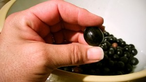 "Cracked" olives ready for curing